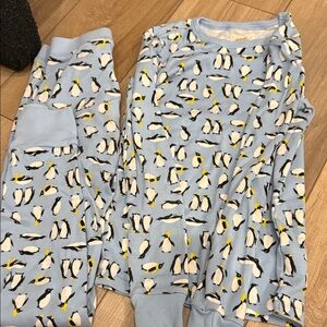 Crewcuts Light Blue Penguin Print Pajama Set with Yellow Details